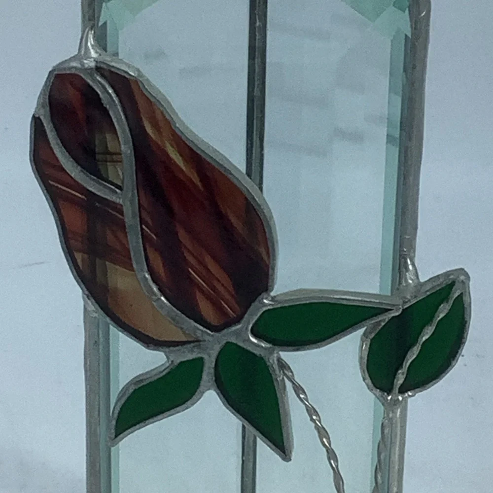 Stained Glass 5” Triangular Vase